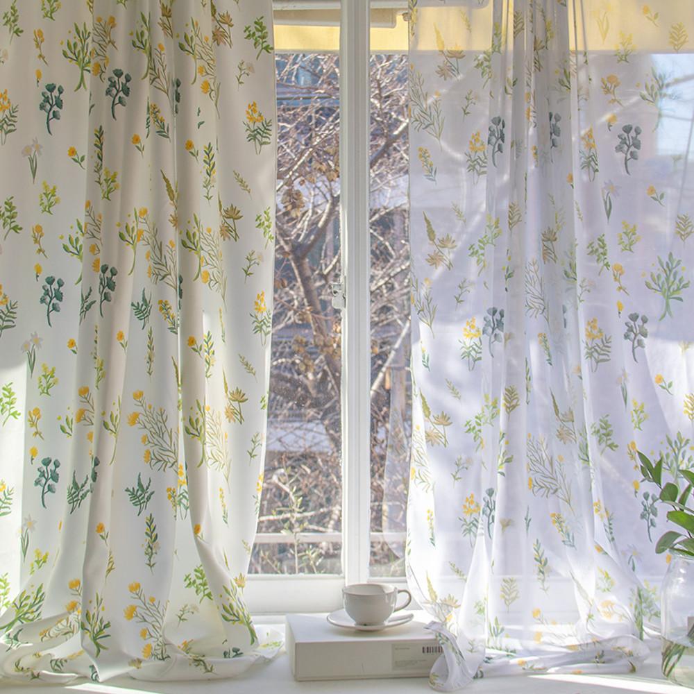 보타니컬 드로잉 쉬폰&암막커튼 방한방풍커텐 창문커튼 가리개커튼 2ver 3size