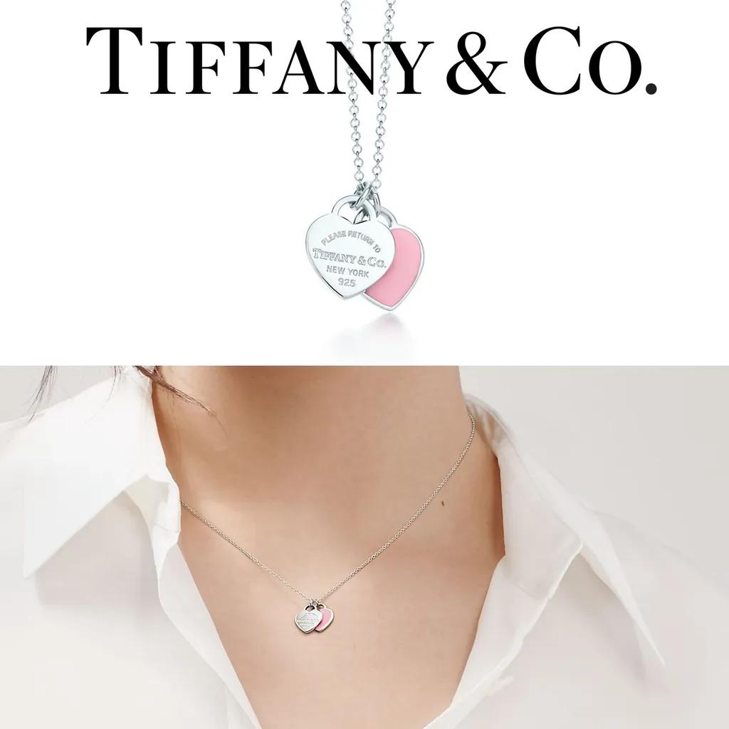 [5월 무료배송] 티파니앤코 리턴투 티파니 핑크 미니 더블 하트 테그 펜던트 목걸이 생일 여자 선물 Double Heart Tag Pendant