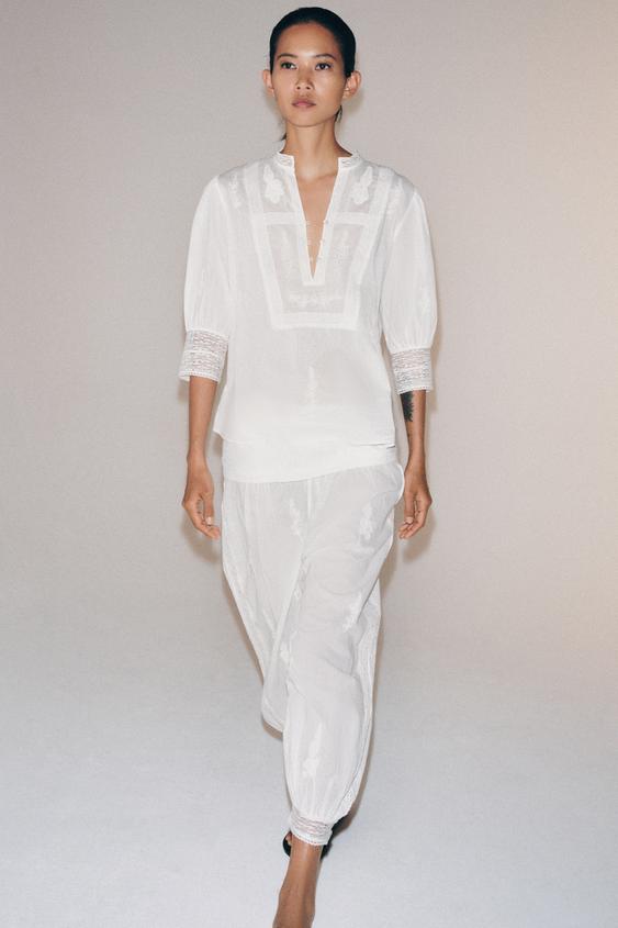 ZW 컬렉션 자수 벌룬 팬츠