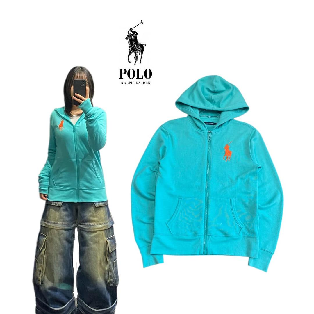 폴로 Y2K 민트색 빅포니 딱붙 후드집업 | 후루츠패밀리