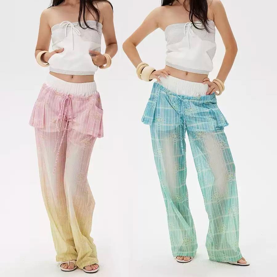 9266 STUDIO 바지 그라데이션 루즈핏 플리츠 와이드 팬츠