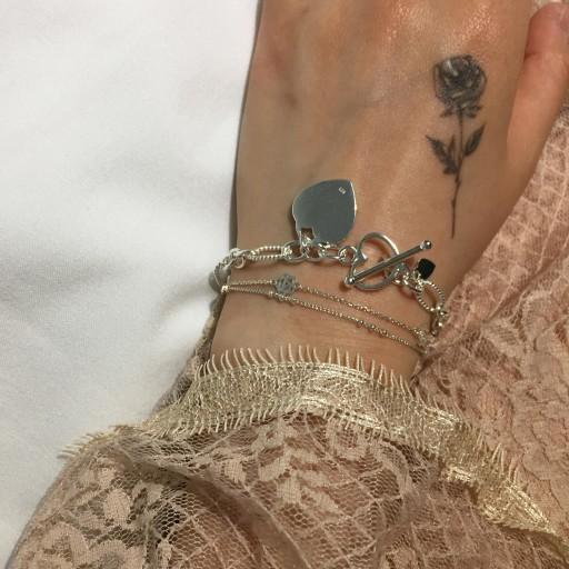 하트참 언발 꼬임체인 팔찌 실버