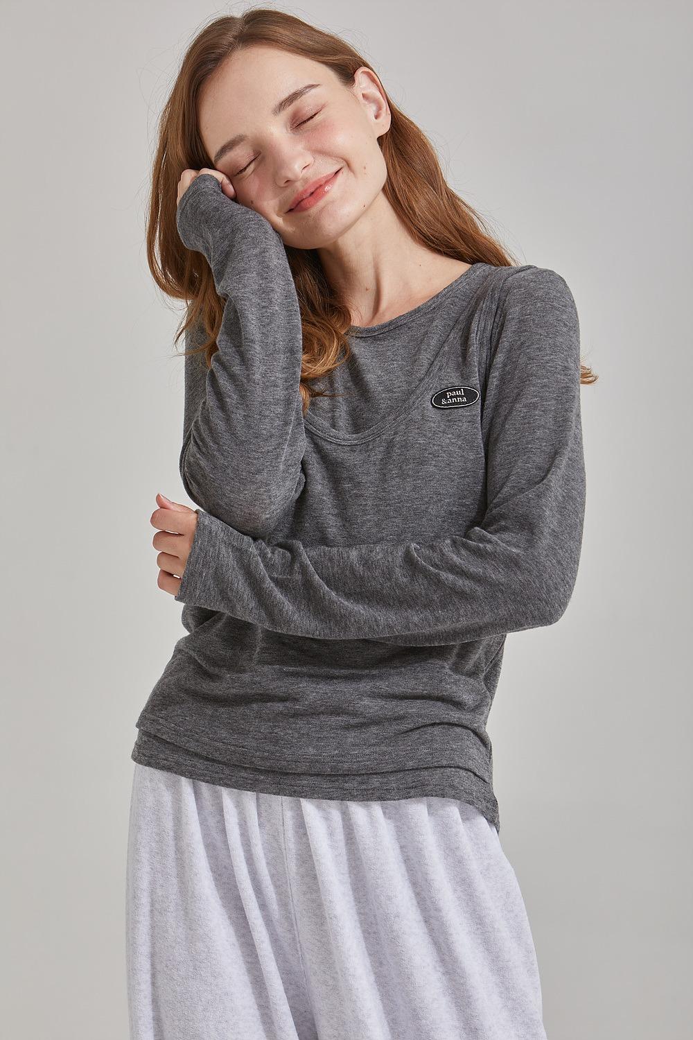 폴앤안나 울 실크 더블 탑 (그레이/핑크/라임)