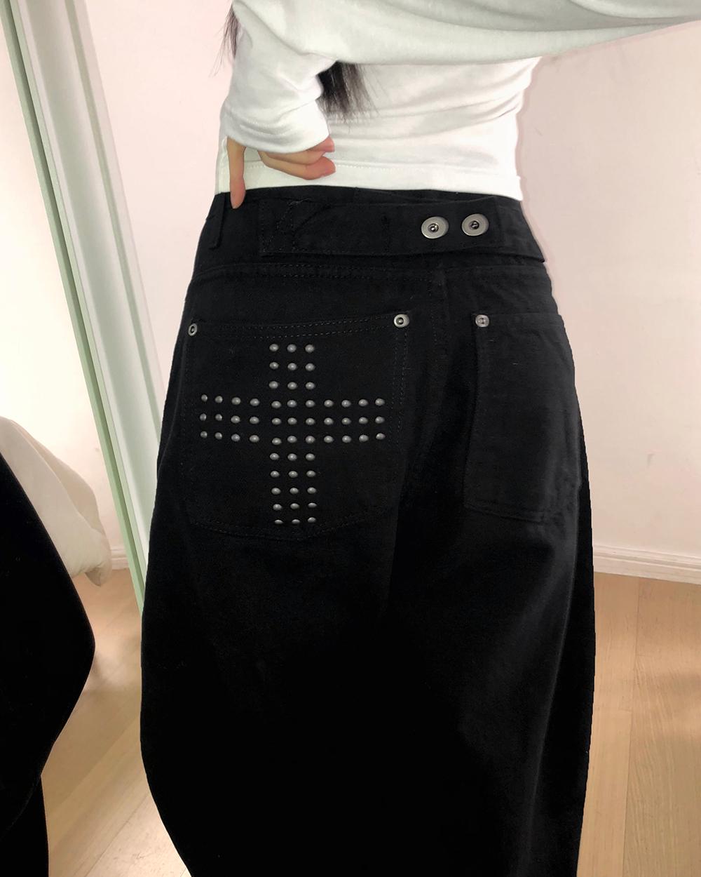 원더원더 [스터드⭐] 쿠민 십자가 스터드 벌룬 와이드 팬츠