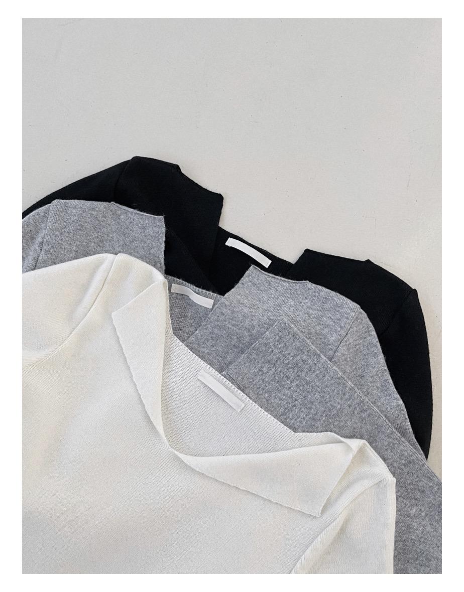 멜로 슬릿 라운드 니트 [멜란지그레이]