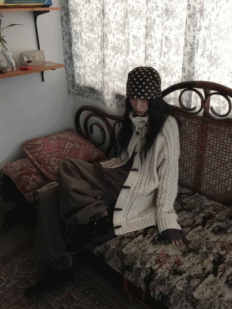 더플 케이블 가디건