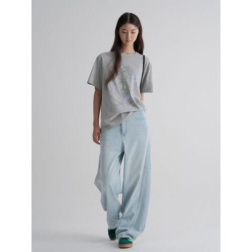 절개 데님 팬츠  스카이 블루