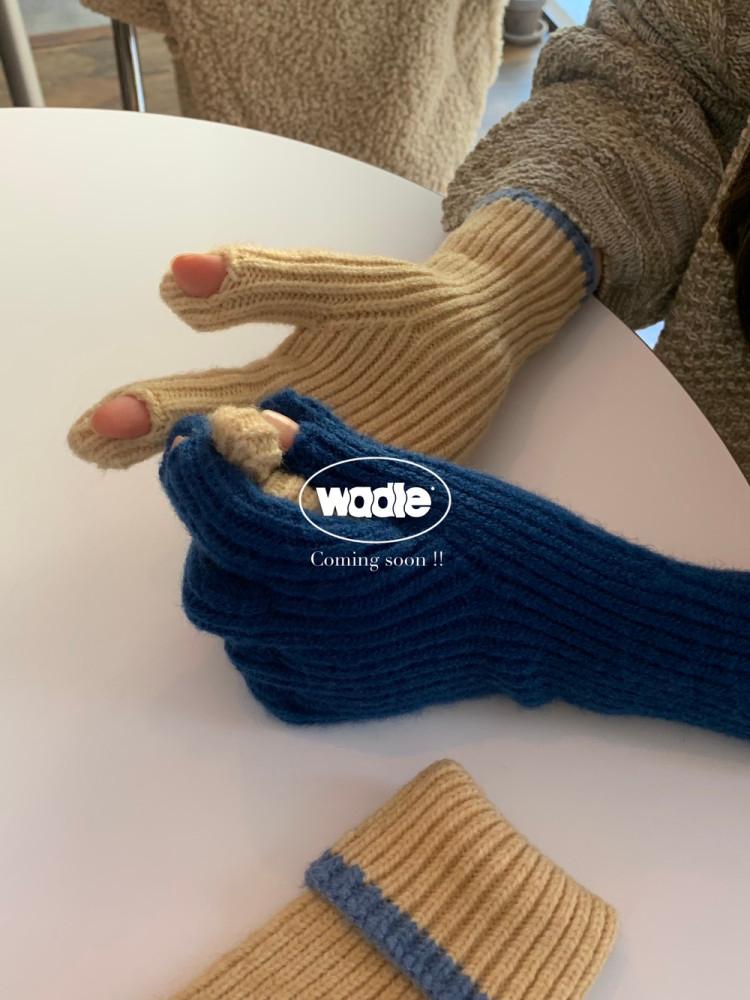 남녀공용 겨울 워들 배색 컬러 터치 롱 니트 울 스판 장갑