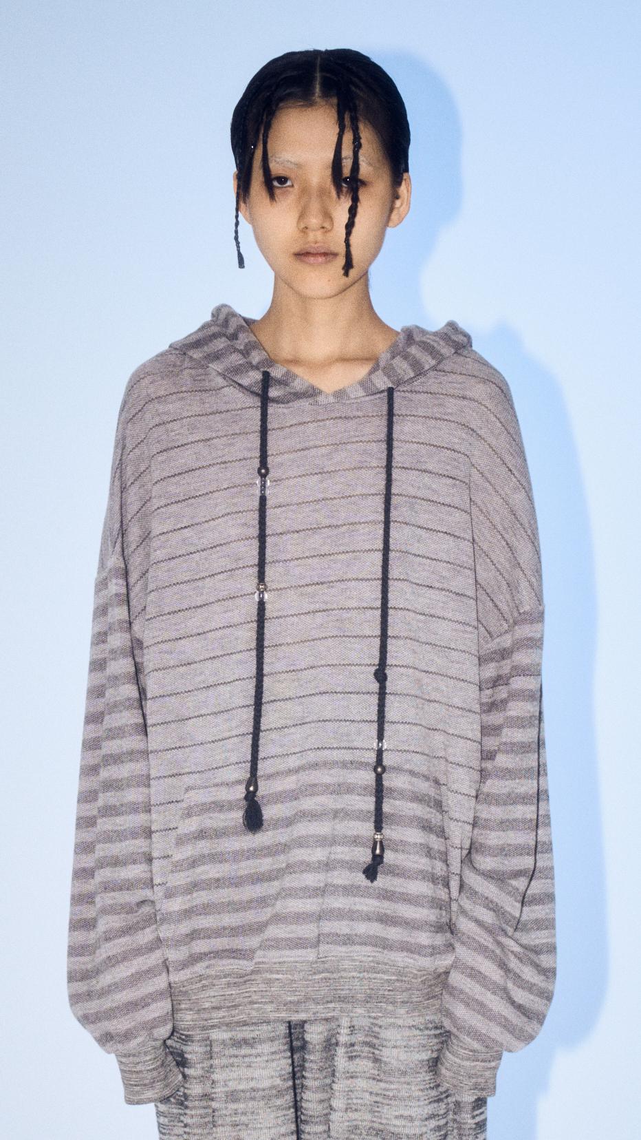 Oversized stripe hoodie_charcoal