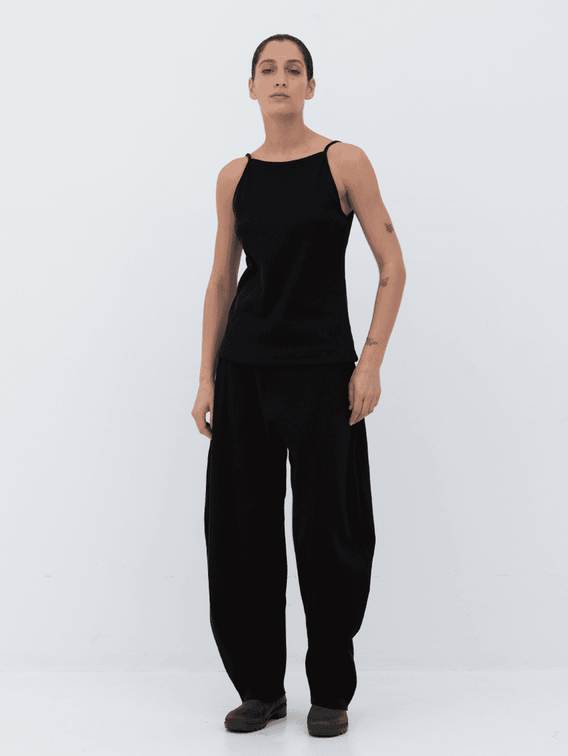 Waffle round shape jogger pants (black)