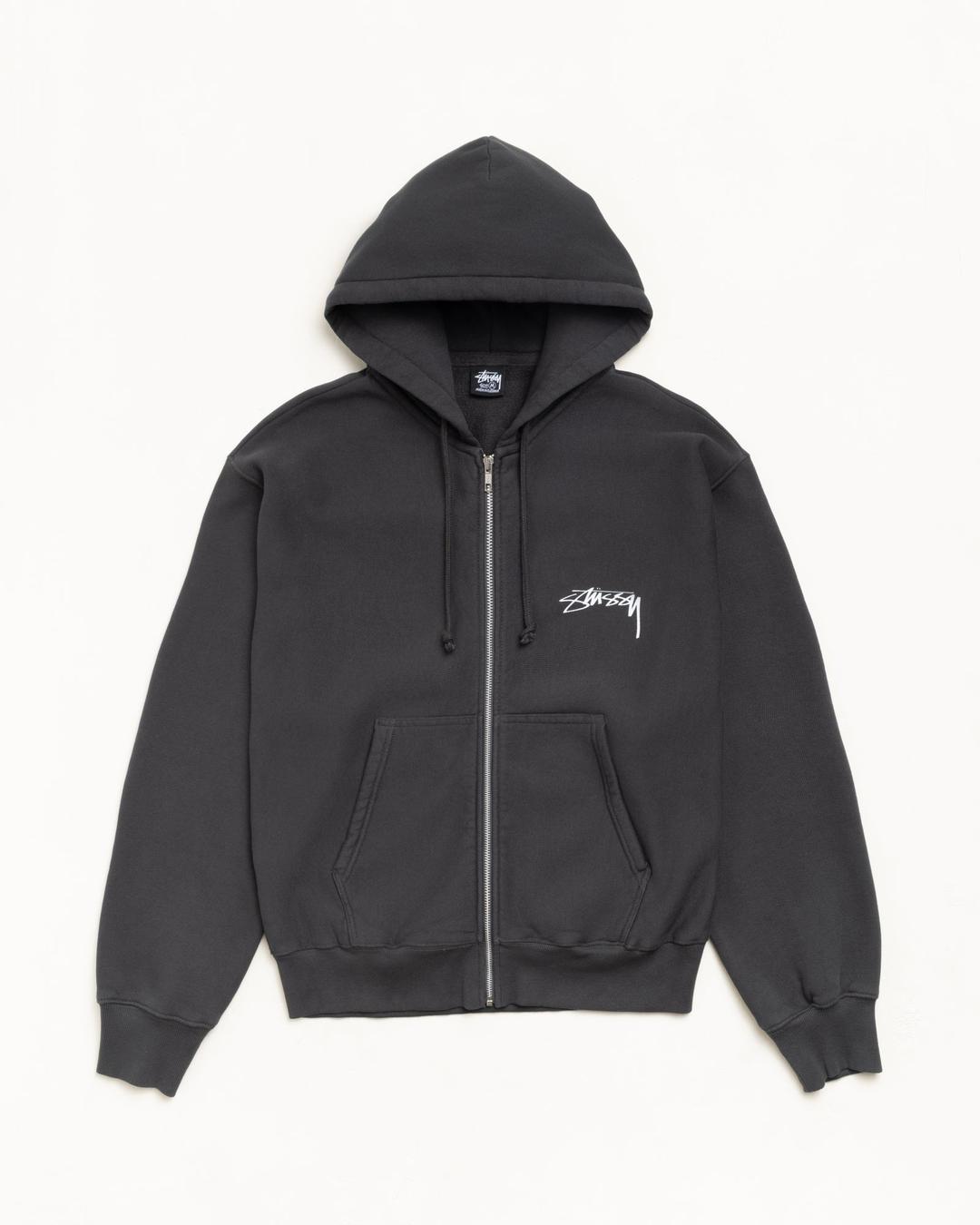 SKATE STACK ZIP HOODIE PIGMENT DYED - Faded Black / S