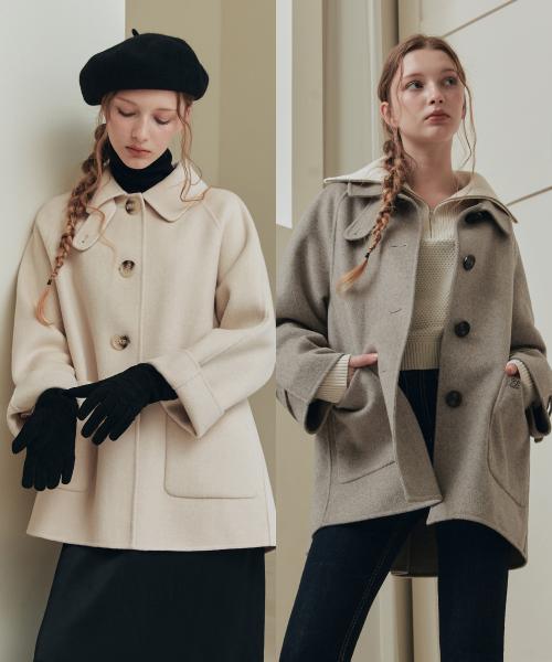 [6컬러] 핸드메이드 에이라인 울 하프 코트