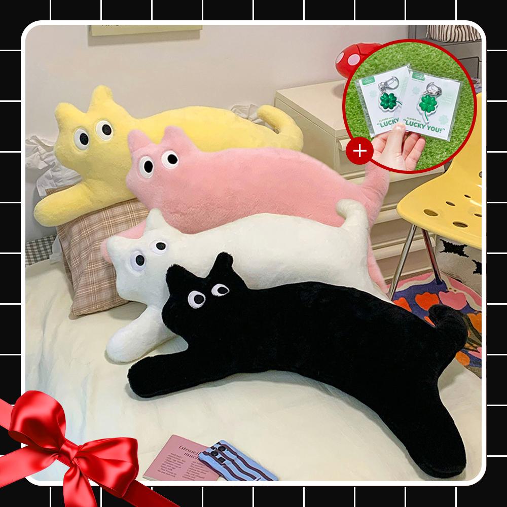 [자취/집들이선물]100cm 힐끔 고양이 컬러 롱쿠션 등 쿠션 모찌 베개 기숙사 커플 바디필로우 생일 애착인형 방석 화이트데이
