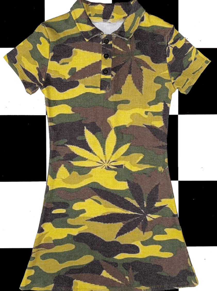 WEED CAMO POLO DRESS