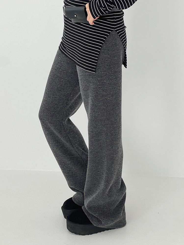 플라잉 와이드 부츠컷 니트팬츠 / Wruf 겨울밴딩팬츠 니트바지