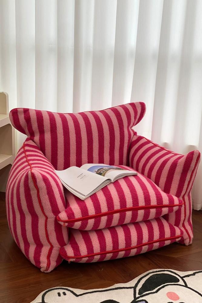 귀여운 뽀글이 줄무늬 빈백 1인용 소파