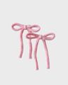 [2 set] Angora ribbon hair pin (Baby pink)