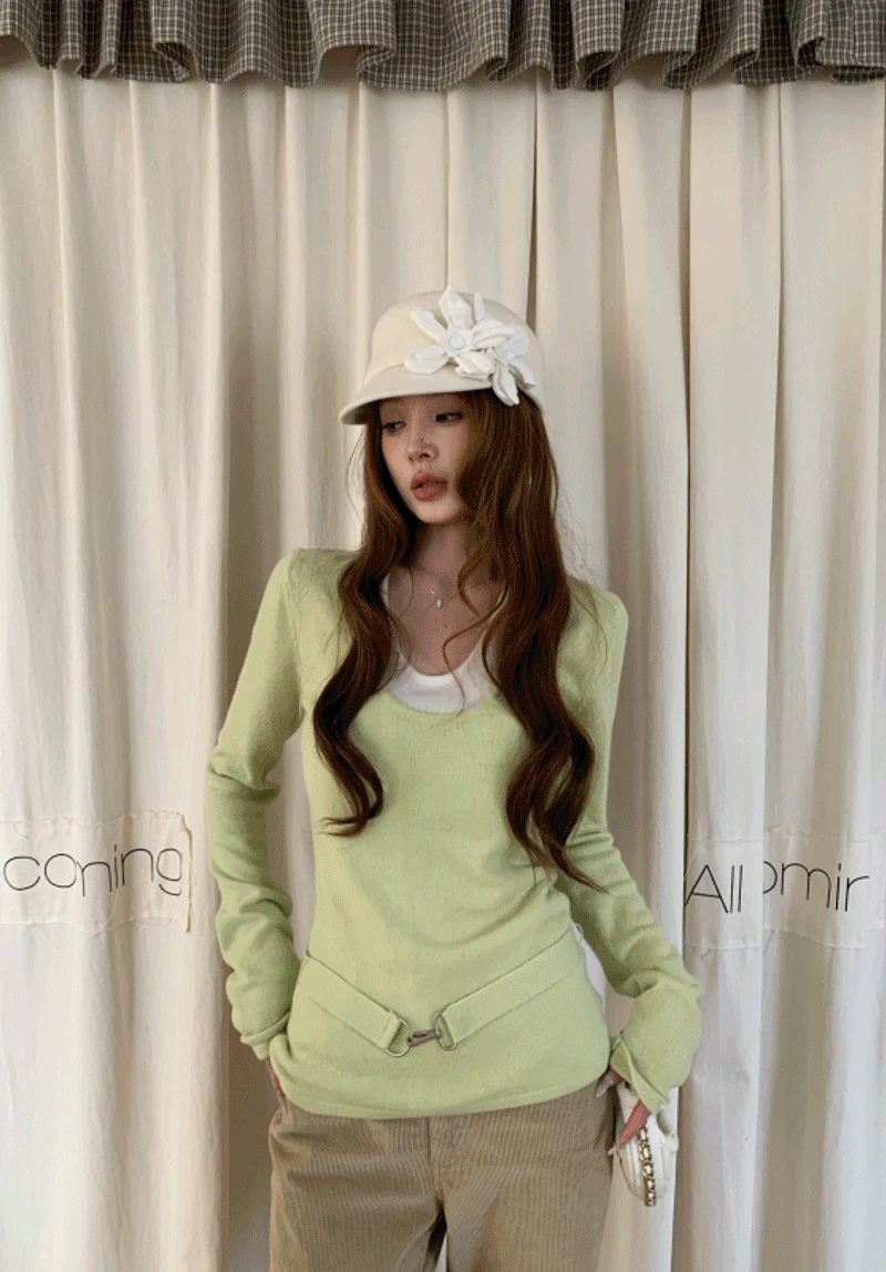 투톤 레이어 버클 니트(5572)