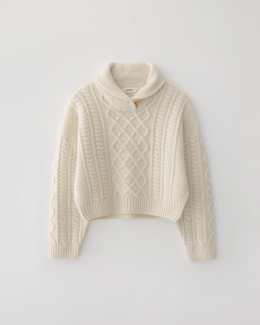 9/15(금) 15:00 Audrey shawl collar knit - cream