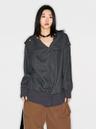 Slant placket lapel hooded jacket