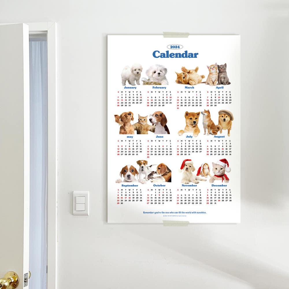 [3+1 이벤트] 2025년 동물 달력 강아지 고양이 캘린더 [동물 한장달력 / 포스터 A4]
