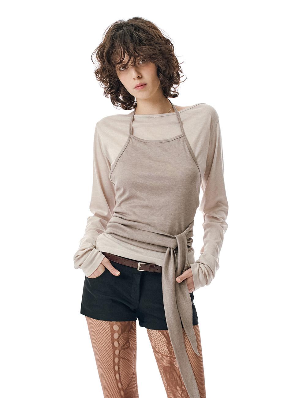 W.(SET)Tie Detail Layered Set Top [OATMEAL]_SEWTS025OATMEAL
