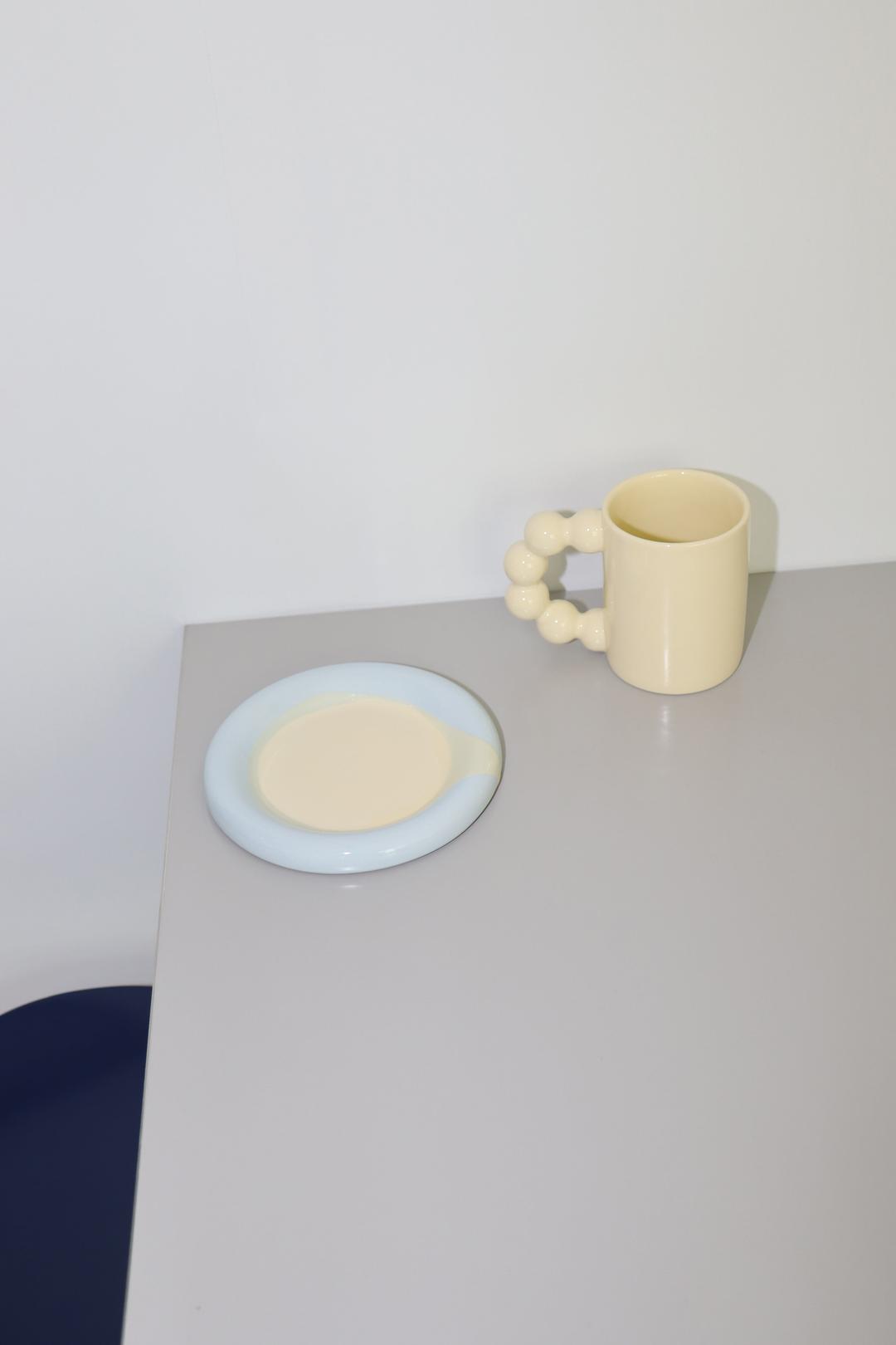 beads arch mug(butter-yellow)/ring plate(sky/yellow) [set]