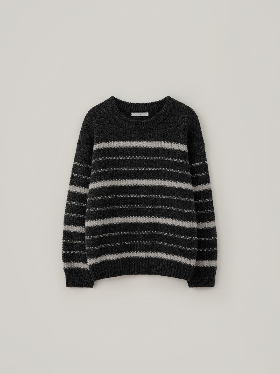 Chunky Wool Stripe Knit - Charcoal