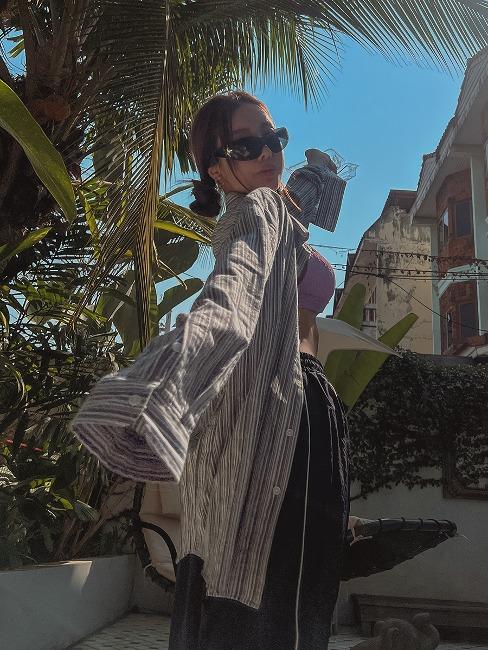 가제 스트라이프 코튼 오버 셔츠