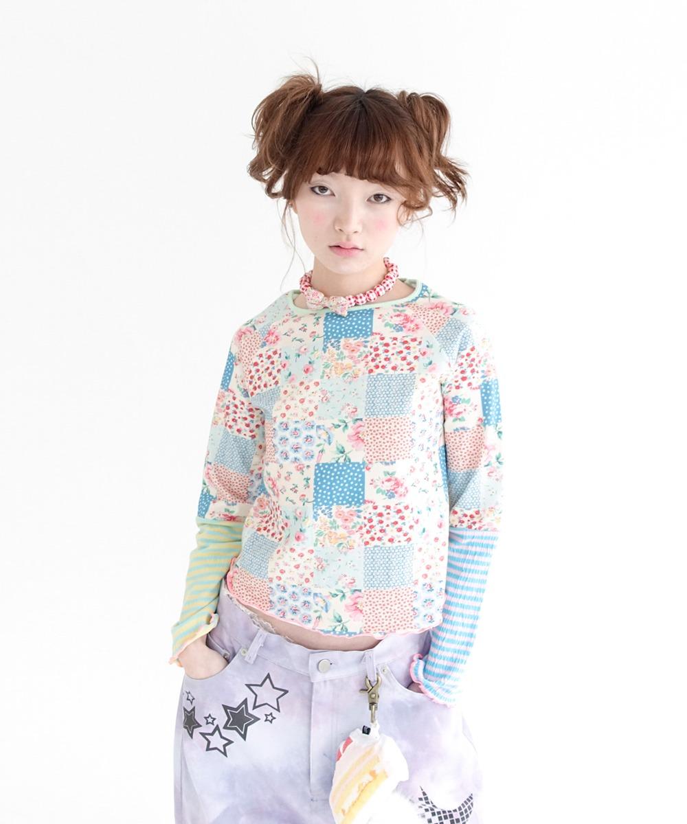 ppi ppi patchwork long top (blue)