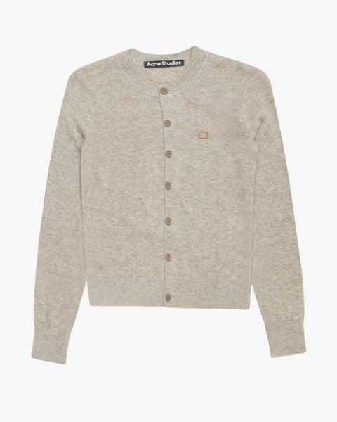 Yak Face Cropped Cardigan - Greige Melange / M