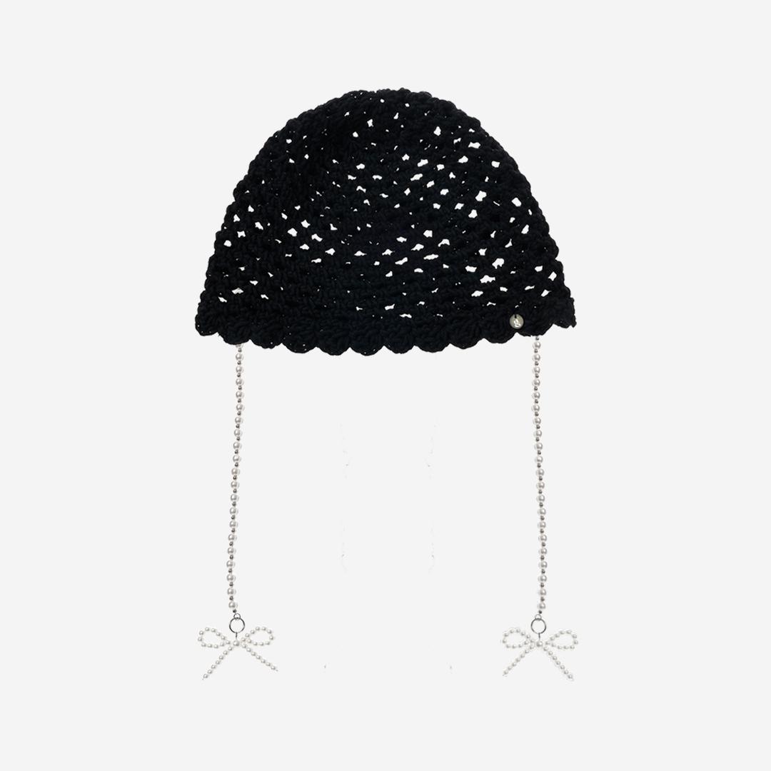 Pearl drop beanie ( Black )