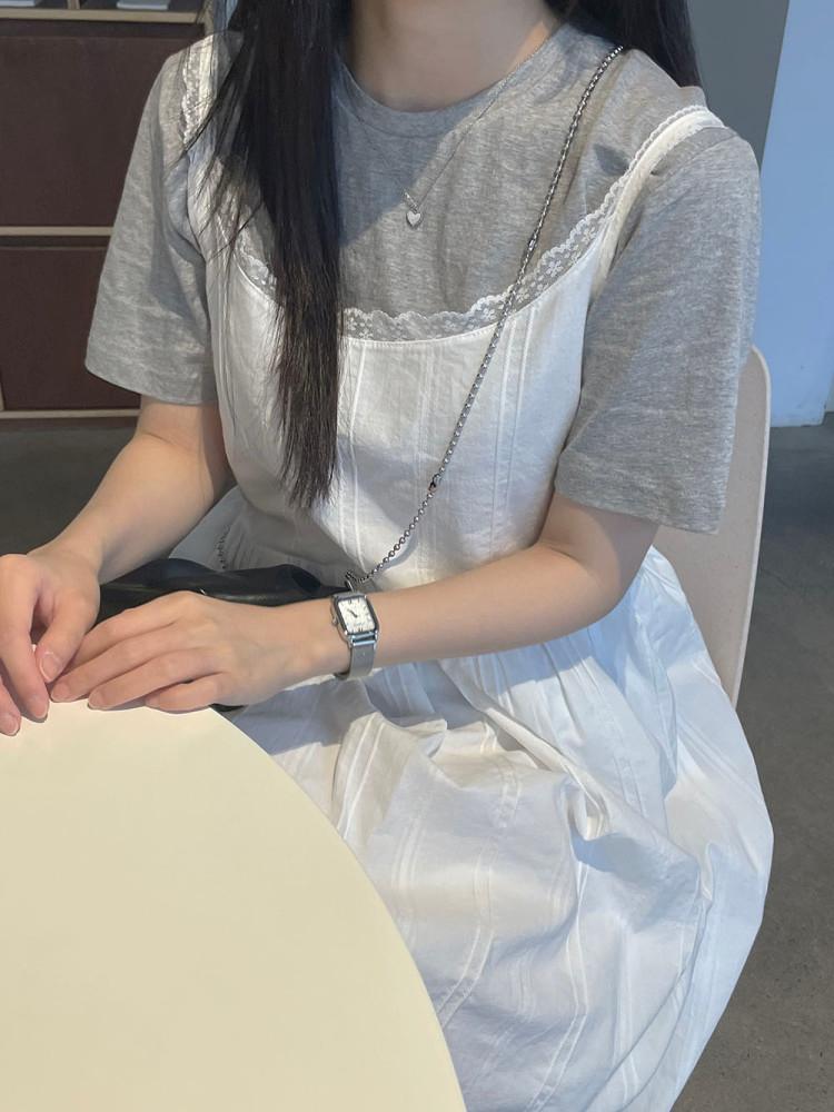 레이스 나시 롱 원피스