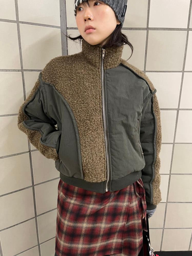 브레드 하이넥부클봄버자켓 부클블루종자켓 항공점퍼