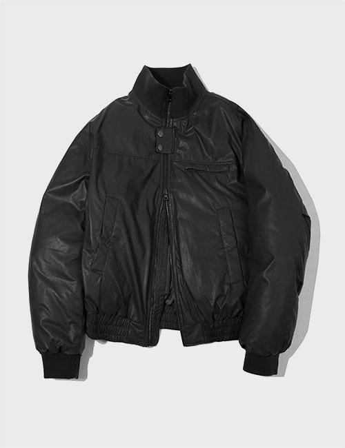 [한정특가](10/24예약)레더 터틀넥 봄버 푸퍼 재킷 [BLACK]_SEJP004BLACK