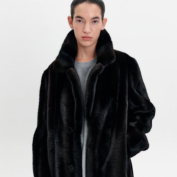 STRIPE FAUX FUR COAT