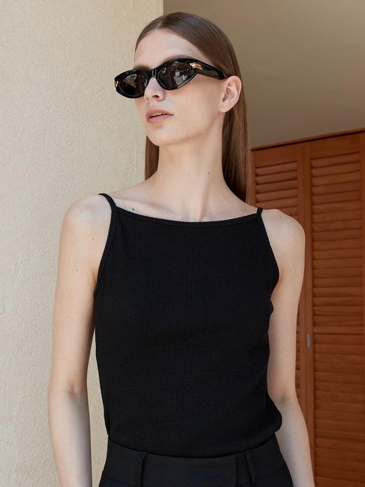 네로우 립 스퀘어넥 슬리브리스 블랙 OU1116