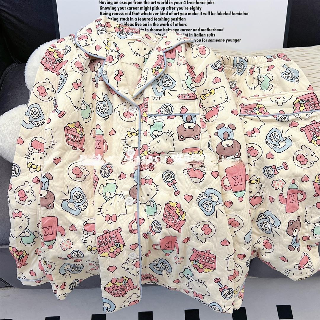 키티 도톰한 레이어드 에어 루즈핏 상하의세트 홈웨어