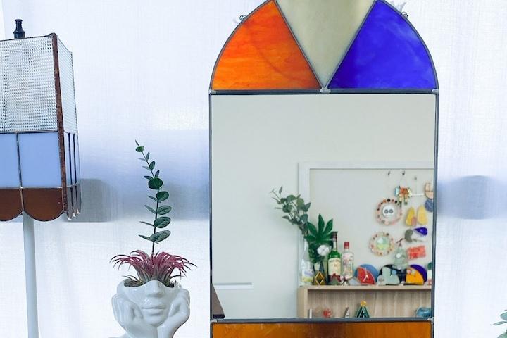 스테인드글라스 심플 레트로 배색 벽걸이 거울