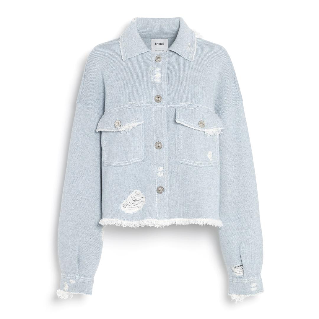Veste Denim à franges en cachemire et coton - blue / XS/S