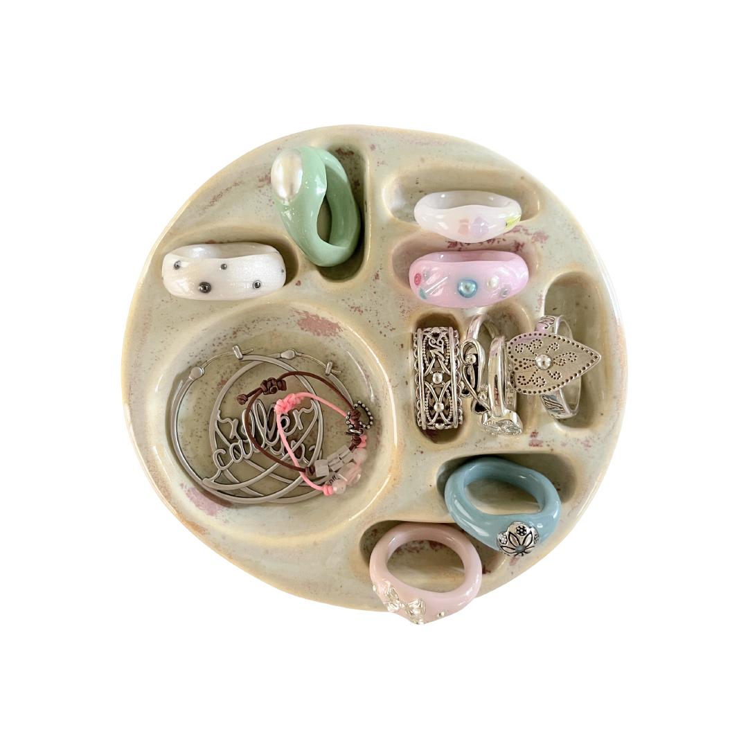 ceramic round mix holder-rose beige