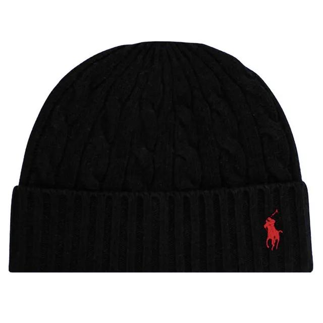 [RALPH LAUREN] 23FW 포니 로고 자수 케이블 비니 블랙 449891274 001