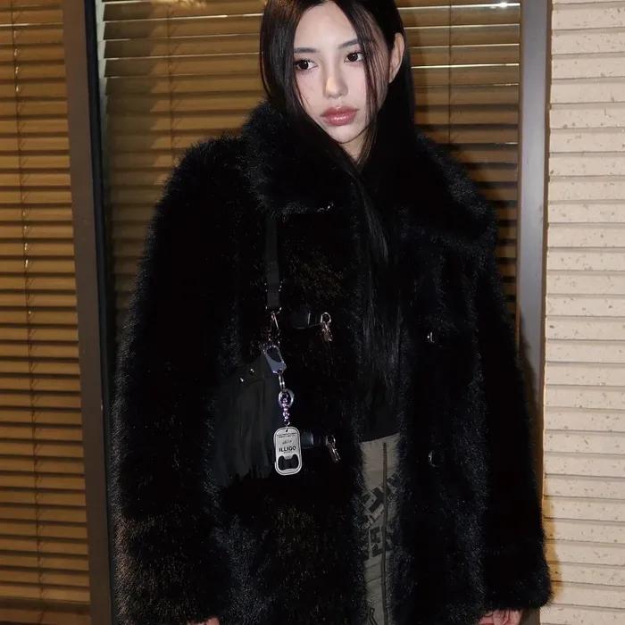 시어링 퍼 자켓 블랙