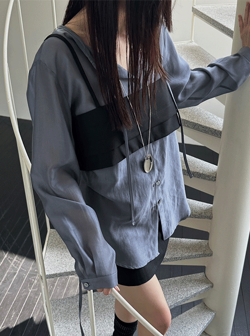 느웬 [카키 당일 발송!] 린지 뷔스티에 (3color) (끈나시/레이어드나시/탑/실크나시/가을나시)