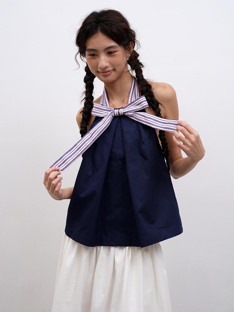 Lvetong Bow Tie Halter Neck Sleeveless