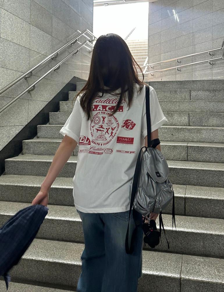 레이싱 백포인트 오버핏 반팔 티셔츠 2 color