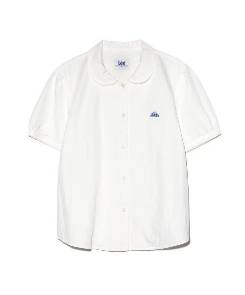 우먼 라운드 카라 반팔 셔츠 화이트