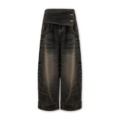 BIG BELT WASHING DENIM PANTS