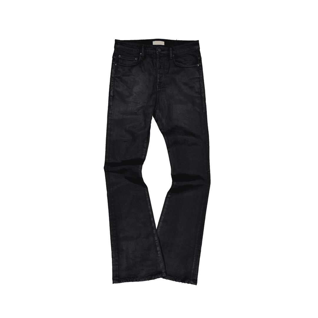Undermycar Mu.158 Classic Logo Wax Coated Flare Jeans Black