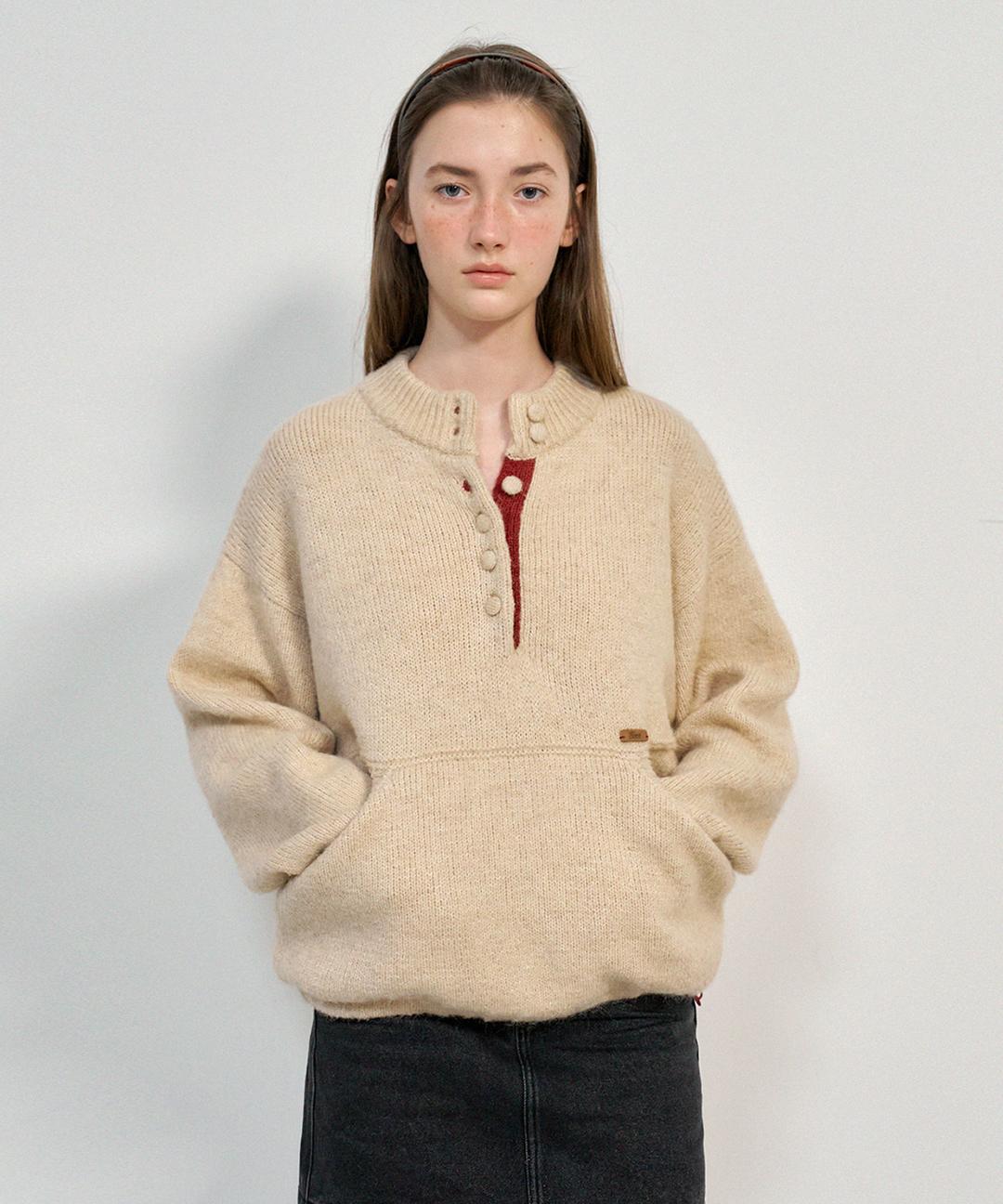 하네 [UNISEX] 노마드 풀오버 니트_Almond Beige